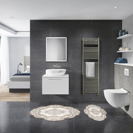 Mijölnir Juego de alfombras de baño Beige y blanco